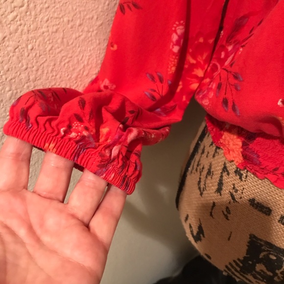 Mudd Floral Red Boho Blouse - Med - Picture 8 of 15